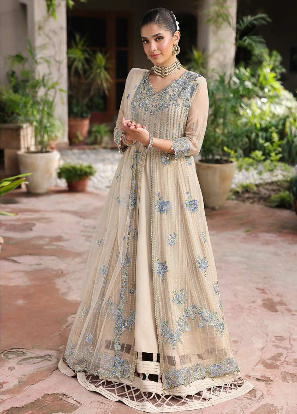 Roheenaz Embroidered Chiffon Suits Unstitched 4 Piece RNZ25AL RN-107 Sehrish - Formals Collection