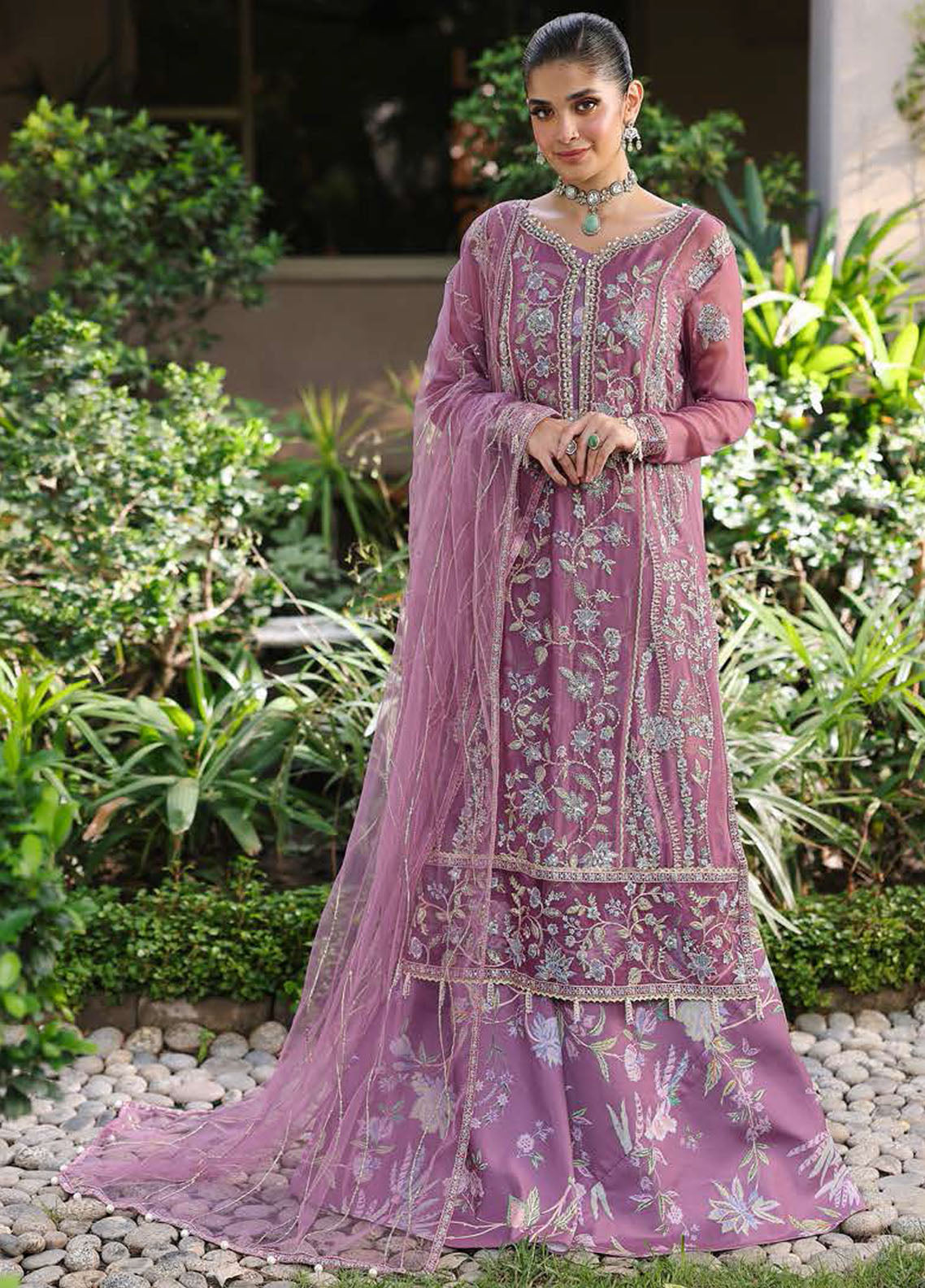 Roheenaz Embroidered Chiffon Suits Unstitched 4 Piece RNZ25AL RN-102 Arooj - Formals Collection